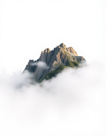 Mountain peak in clouds.の写真素材