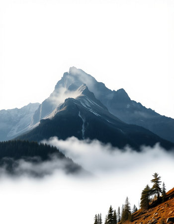 Mountain landscape with coniferous forest.