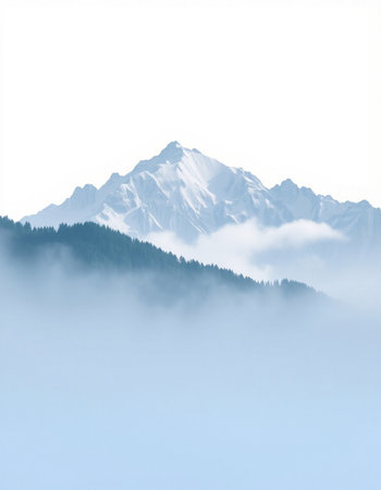 Mountains in the clouds on a foggy day. Caucasus, Russia
