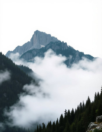 Dolomites mountains in clouds, Italy. Dolomitesの写真素材