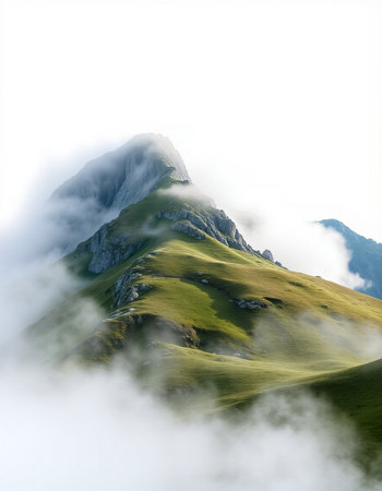 mountain landscape with clouds and fog in the italian alps