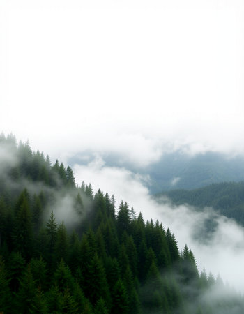 Foggy and misty mountain landscape in Carpathian mountains