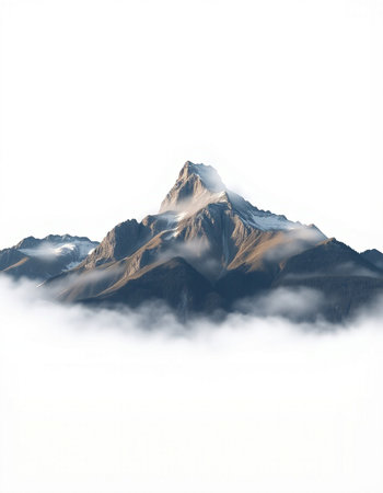 Mountains in the clouds on a white background. 3d rendering