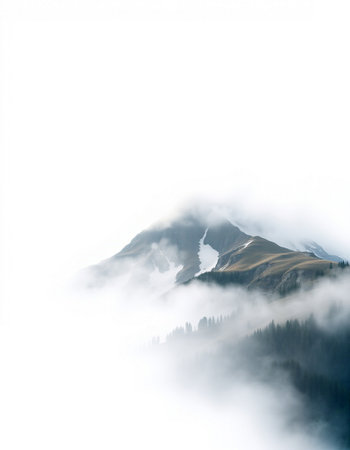 Mountains in the fog. Beautiful winter landscape in the mountains.