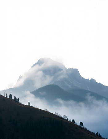mountains in the clouds on a foggy day, Caucasus, Russia