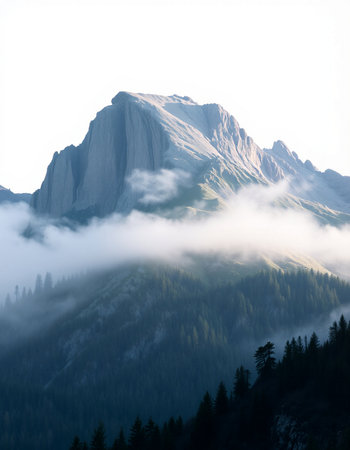 Mountains in the fog. Dolomites Alps, Italy.