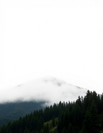 Mountain landscape with coniferous forest on the slope of mountain.