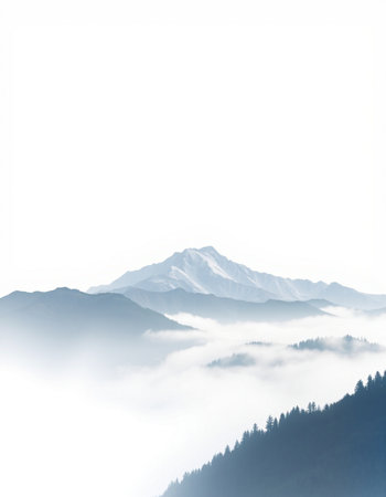 Mountain landscape with fog in the morning,Mountain in fogの写真素材