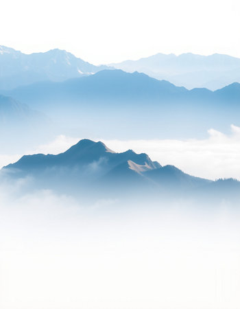 mountains in the fog on a white background. 3d rendering