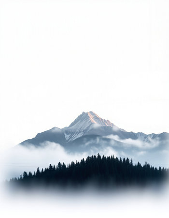 Mountain landscape with fog and clouds. Photo in vintage style.の写真素材
