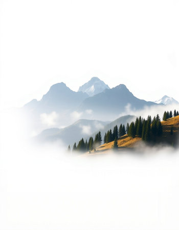 Foggy morning in the mountains. Beautiful landscape with fog.
