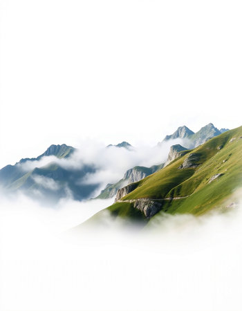 Mountain landscape with clouds and fog on the top of the mountain