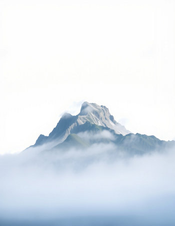 Mountains in the clouds as a background.の写真素材