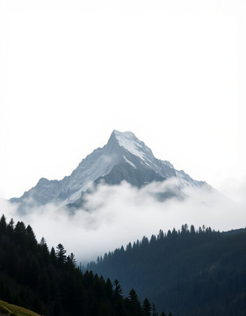 Mountains in the fog. Caucasus, Dombai, Russia
