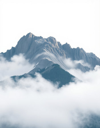 Mountain landscape with clouds. Caucasus Mountains, Georgia, region Gudauri.の写真素材