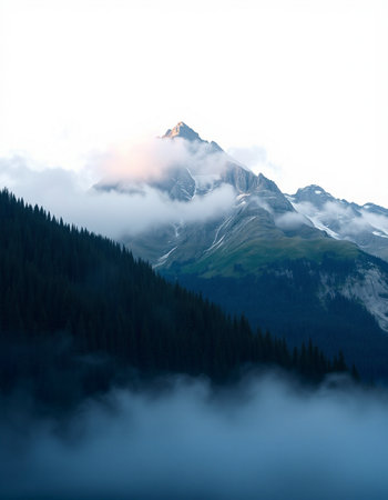 Mountains in the clouds. Beautiful mountain landscape. Caucasus, Russia