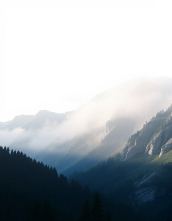 Mountains in the misty morning. Dolomites, Italyの写真素材