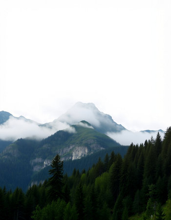 Mountain landscape with clouds and fog in Bavaria, Germany.