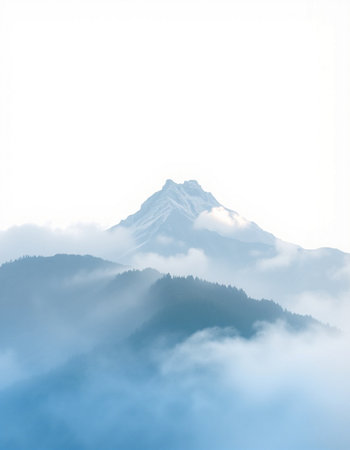 Mountain landscape with clouds and fog in the morning, Japan.の写真素材