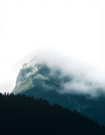 Mountain landscape with fog in the italian Dolomites.