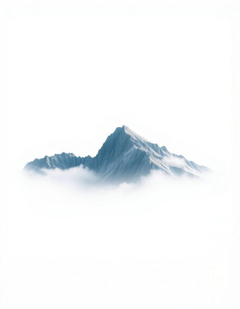 Mountains in the clouds. Isolated on a white background.