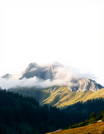 Mountain landscape with fog in the italian dolomites