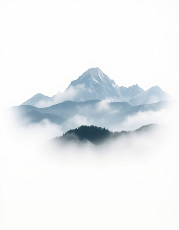 Mountains in the fog. Landscape with mountains in the fog.