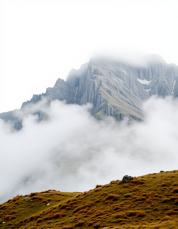 Mountains in the clouds in the Dolomites, Italy.の写真素材