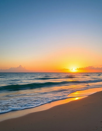 Beautiful sunset on the beach in the tropics. Landscape.の写真素材