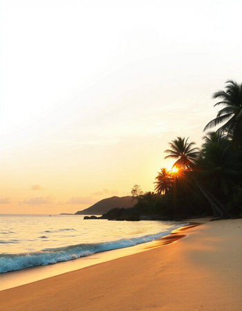 Beautiful sunset on the beach at Seychelles, Mahe
