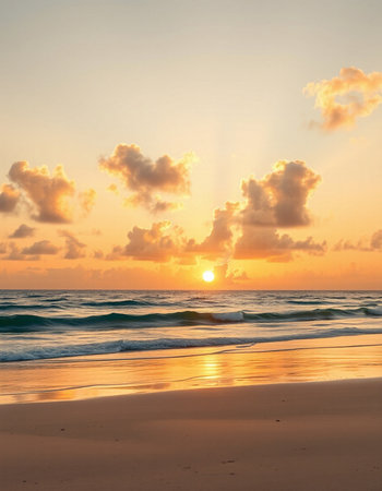 Beautiful tropical beach at sunset time - Holiday Vacation and Travel concept