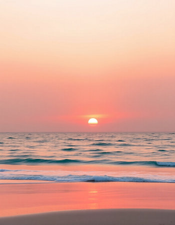 Beautiful sunrise on the beach and sea