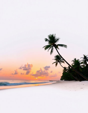 Beautiful sunset on tropical beach with coconut palm tree - Holiday Vacation conceptの写真素材