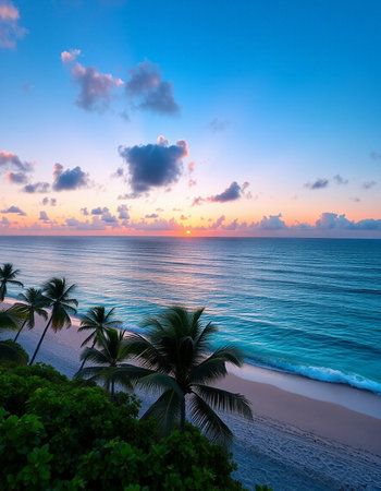Beautiful tropical beach and sea at sunset time for travel and vacation