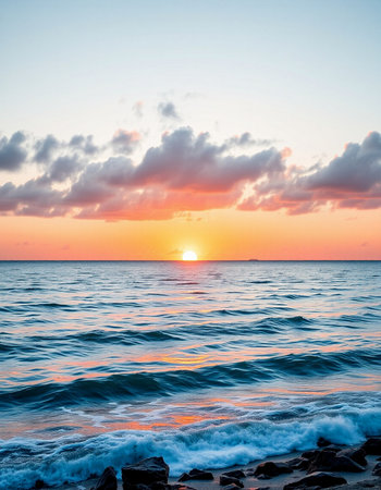 Sunset over the sea. Beautiful seascape. Nature composition.