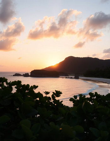 Sunset at the beach in Seychelles, Mahe