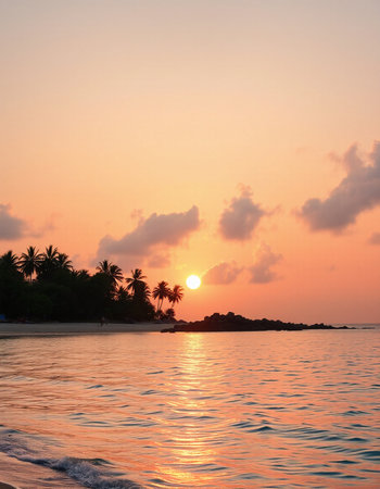 Sunset on a tropical beach, Koh Samui, Thailand.の写真素材