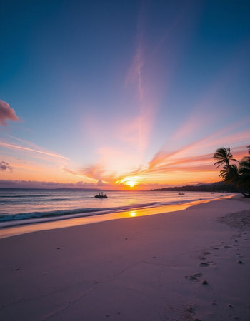 Beautiful sunset on the beach in Varadero, Cuba.の写真素材