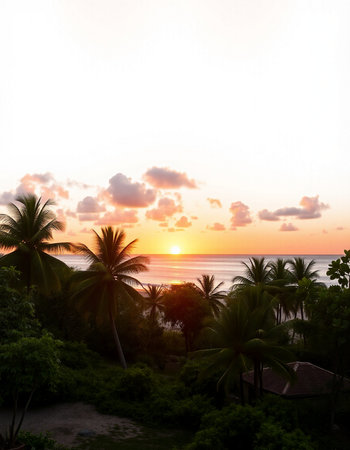 Beautiful sunset over the sea in the tropics. Selective focus