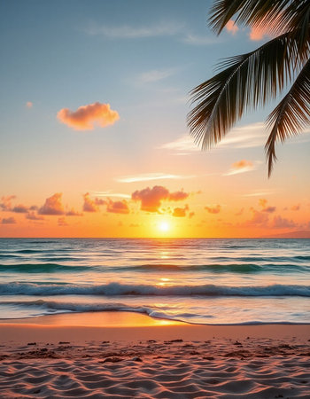 Beautiful tropical beach and sea at sunset time for travel and vacation