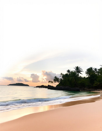 Beautiful sunset on the beach at Seychelles, Maheの写真素材