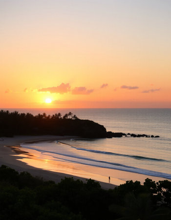 Sunset on the beach of Guadeloupe, French west indies