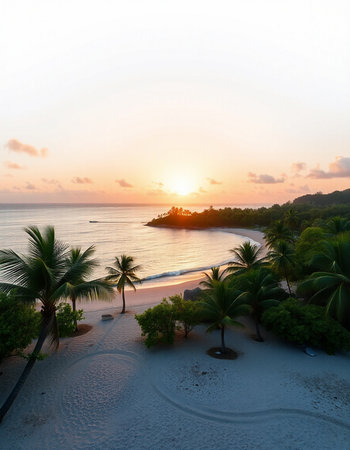 Beautiful tropical beach and sea at sunset time - Holiday Vacation conceptの写真素材