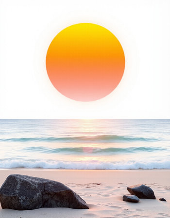 Sunset on the beach. Nature composition. Sunset over the sea.の写真素材