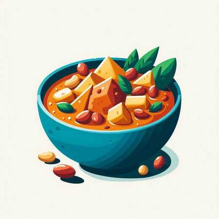 Mexican chili con carne in a bowl. Vector illustration.のイラスト素材