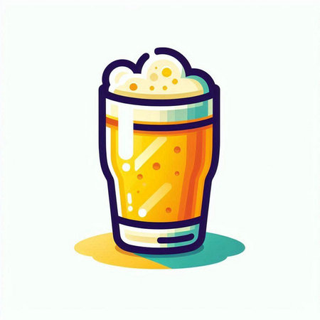 Illustration of a glass of beer on a white background. Vector illustrationのイラスト素材