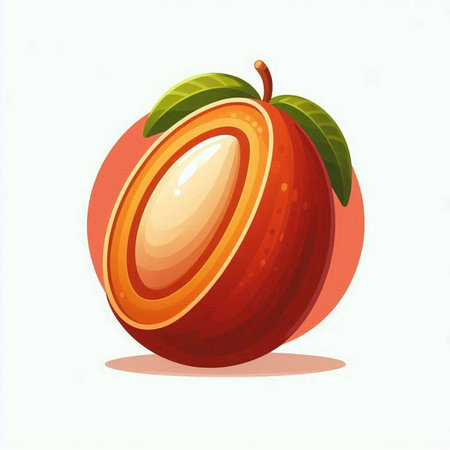 Illustration of a ripe mango on a white background. Vector illustration.のイラスト素材