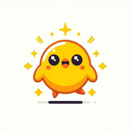 Cute kawaii yellow chicken isolated on white background. Vector illustration.のイラスト素材