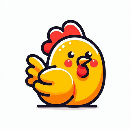 Cute cartoon chicken character. Vector illustration isolated on white background.のイラスト素材