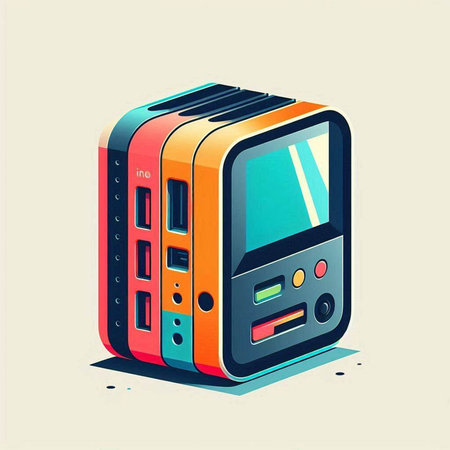Retro style illustration of a retro digital video camera. Vector illustration.のイラスト素材